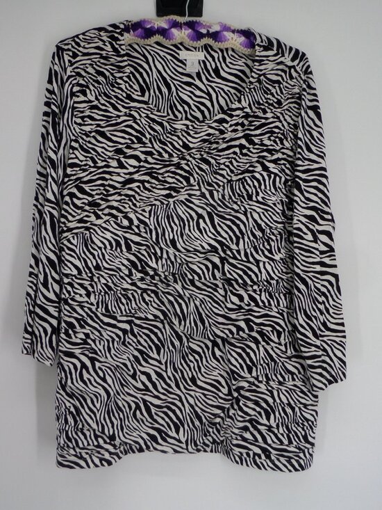 Chico's Tops - Chico's  Women's 3/4 Sleeve Black n White Zebra Print  Top  Size 3 US XL